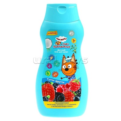 Детский гель для душа "Три Кота" "Тутти-фрутти" 300мл с экстр. черед и кокос "Заботливая мама"
