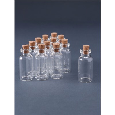 Баночка для хранения с пробкой, стекло, для творчества и декора 5 мл, набор 12 шт., 4×1.8×1.8 см