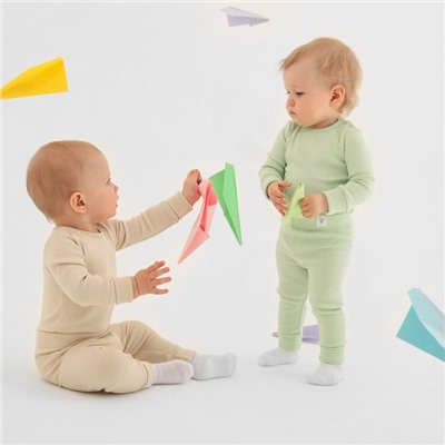 Комплект боди детских MINAKU: Basic Line BABY, рост 62-68 см, шалфей, бежевый