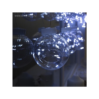 Гирлянда «Бахрома» 2.5×0.7 м роса с насадками «Шарики», IP20, серебристая нить, 150 LED, свечение белое, 12 В