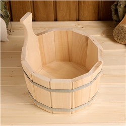 Шайка - ушат для бани и сауны, 5 л, деревянная, нержавеющий обруч, «Добропаровъ»