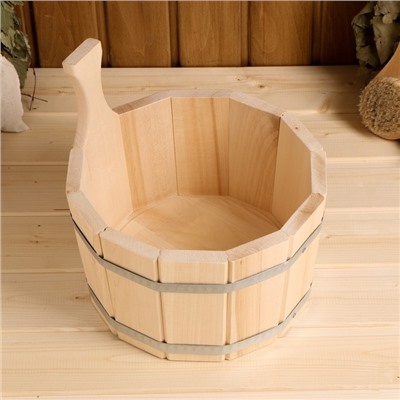 Шайка - ушат для бани и сауны, 5 л, деревянная, нержавеющий обруч, «Добропаровъ»