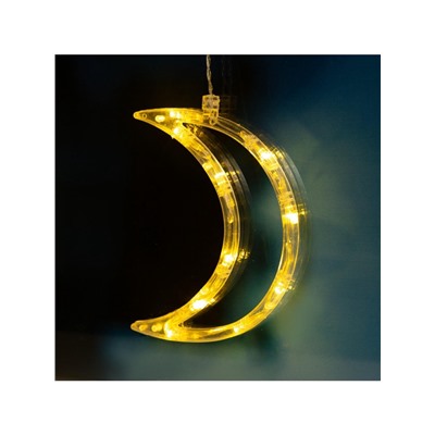 Гирлянда «Бахрома» 2.7×0.9 м с насадками «Месяц», IP20, прозрачная нить, 138 LED, свечение тёплое белое, 8 режимов, 220 В