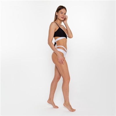 Купальник раздельный двухцветный женский, белый, чёрный, размер 48