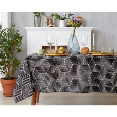 Набор «Доляна»: скатерть 145×200 см, салфетки 40×40 см - 4 шт., чёрный, 100% п/э, рогожка 200 г/м²