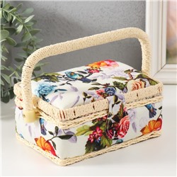 Шкатулка для рукоделия и шитья «Птицы в розовом саду», хранение ниток, иголок, мелочи, 18×12×9.5 см
