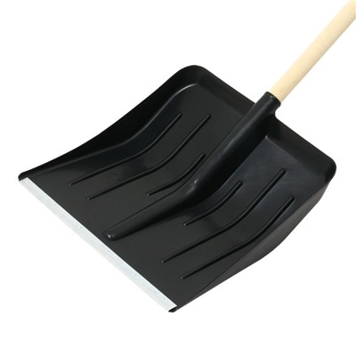 Лопата для уборки снега, пластиковый ковш 410×440 мм, оцинкованная планка, деревянный черенок, «Метель»