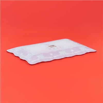 Блюдо прямоугольное Доляна «Новогодняя ель», 29.5×19.5 см, стекло, красное