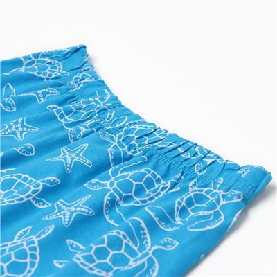 Пижама женская (футболка, шорты) «Черепахи», размер 44, цвет белый, синий