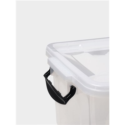 Контейнер для хранения с крышкой, 35 л, 50×31×28 см, на колёсах, прозрачный, ручки МИКС