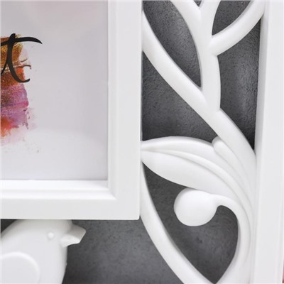 Фоторамка - коллаж на 2 фото 10×15 см «Птица счастья», пластик, белая, 21×35 см