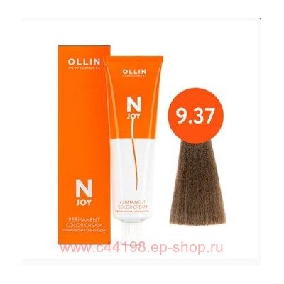 OLLIN "N-JOY" 9/37 – блондин золотисто-коричневый, перманентная крем-краска для волос 100мл