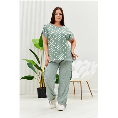 Костюм 9206 (Полоса горох хаки)