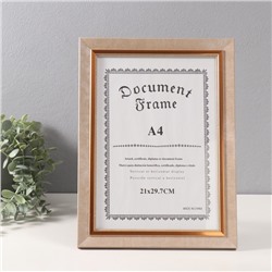 Фоторамка для фото А4 «Вайолетт», пластик, бежевая с золотой полосой, 1.5×25.4×34 см