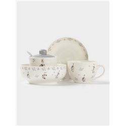 Чайная пара Доляна «Гуси», 2 предмета: чашка 250 мл, блюдце d=15 см, фарфор, белая