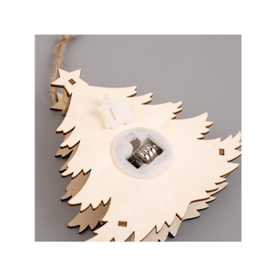 Ёлочная игрушка «Ёлочка с Дедом Морозом», 12×11×2 см, от батареек, свечение тёплое белое