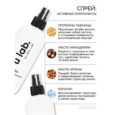 Набор ухода за волосами: шампунь для волос 1000 мл, спрей для волос, URAL LAB