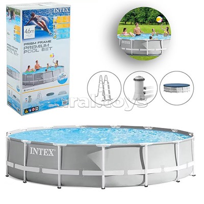 Бассейн каркасный Prism Frame, 457 х 107 см, фильтр-насос, лестница, тент, подстилка, 26724NP INTEX