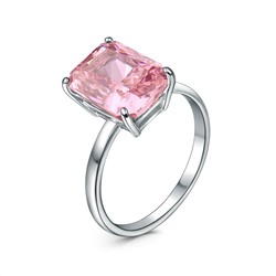 Кольцо из серебра с фианитом колотый лёд цвета морганит родированное 1-035р271