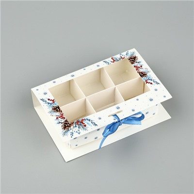 Коробка под 6 конфет с ячейками «С Новым годом!» 14.5×9.5×3.5 см