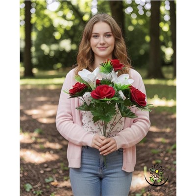 Искусственные цветы, букет 9 голов, высотой ~ 45-50см