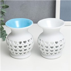 Аромалампа для эфирных масел «Сеточка из сердец», керамика, 9×7.5×7.5 см, МИКС