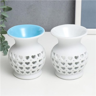 Аромалампа для эфирных масел «Сеточка из сердец», керамика, 9×7.5×7.5 см, МИКС