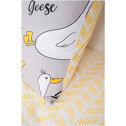 Детское постельное белье  с простыней на резинке  90*200 Гуси серые