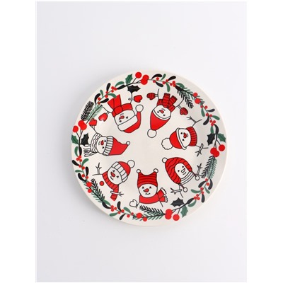 Тарелка новогодняя плоская «Новогодний хоровод», d=20 см