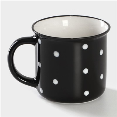 Кружка Доляна «Божья коровка», 370 мл, фарфор, чёрная