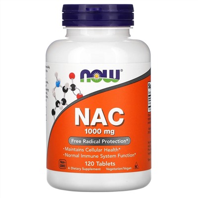 Now Foods, NAC, 1000 мг, 120 таблеток