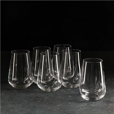 Стаканы «Сандра», 380 мл, набор 6 шт., хрустальное стекло, прозрачные