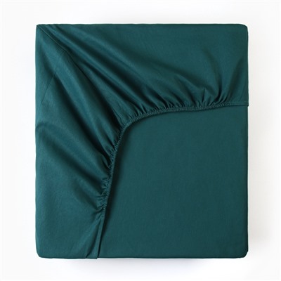 Простыня на резинке 2-спальная «Этель», 180×200+25 см, зелёная, бязь
