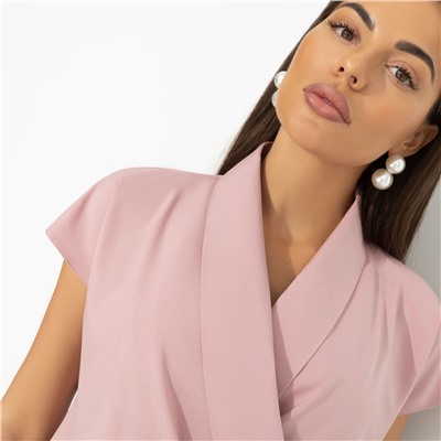 Блуза с драпировкой на запах, На пике изящества (розовая)