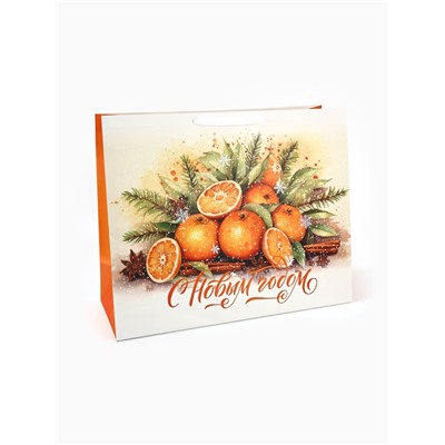 Пакет подарочный новогодний ламинированный горизонтальный «С Новым годом», XL 49×40×19 см
