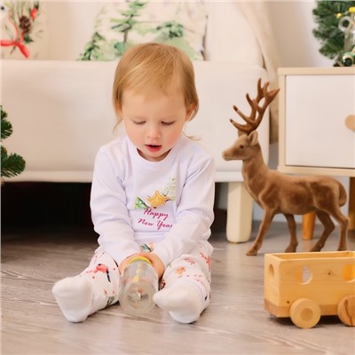 Пижама детская MINAKU Winter, рост 62-68 см, белая