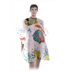 Dewal Пеньюар для стрижки «Рыбки» детский AP98A1, 95 х 120 см, белый KRISTALLER, 1106402