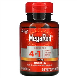 Schiff, MegaRed, Advanced 4 In 1, 500 mg, 80 Softgels
