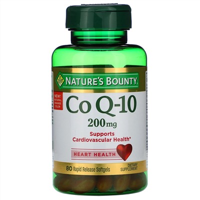 Nature's Bounty, Коэнзим Q-10, 200 мг, 80 мягких желатиновых капсул с быстрым высвобождением