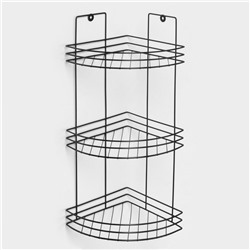 Полка для ванной угловая 3-х ярусная, 20×20×49 см, чёрная