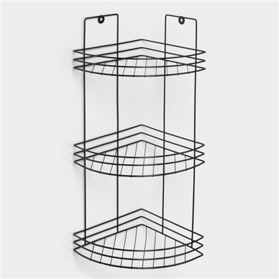 Полка для ванной угловая 3-х ярусная, 20×20×49 см, чёрная