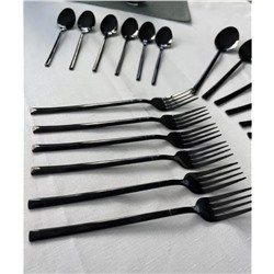 Набор столовых приборов черные на 6 персон 24 предмета