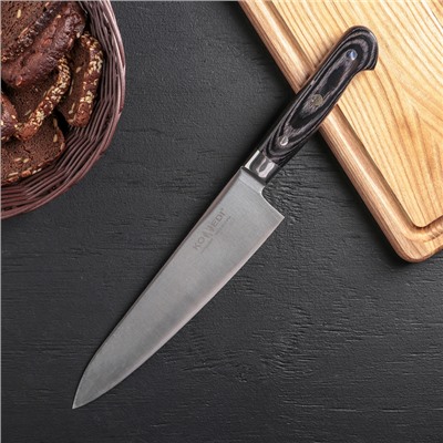 Нож кухонный «Филлицио», лезвие 20.5 см, нержавеющая сталь, рукоятка сосна