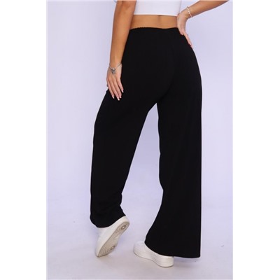 Брюки палаццо в рубчик лапша 792 (Черный)