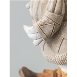 УЦЕНКА Сувенир полистоун "Гусь на лыжах, с гусёнком на спине" серо-бежевый 9,5х13,5х23,5 см 103259