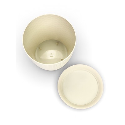 Горшок для цветов с поддоном «Ротанг», 4.7 л, d=15 см, h=14 см, пластиковый, белый