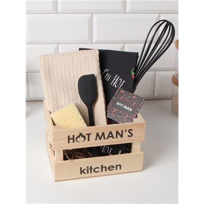 Кухонный набор «Этель» Men's set, полотенца 2 шт., кухонная лопатка, венчик, губка