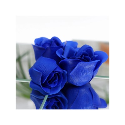 Мыльные розы и медвежонок, набор синий