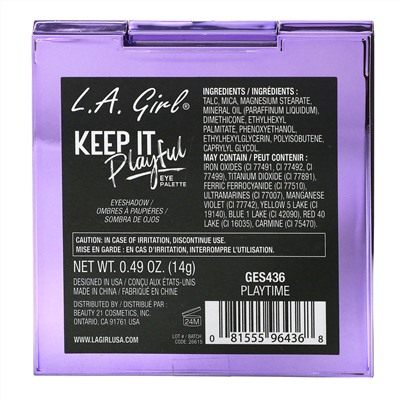 L.A. Girl, Keep It Playful Eye Palette, Playtime, 0.49 oz (14 g)