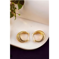 Серьги двойные кольца Рифленые + Подарок НАТАЛИ, 1133043